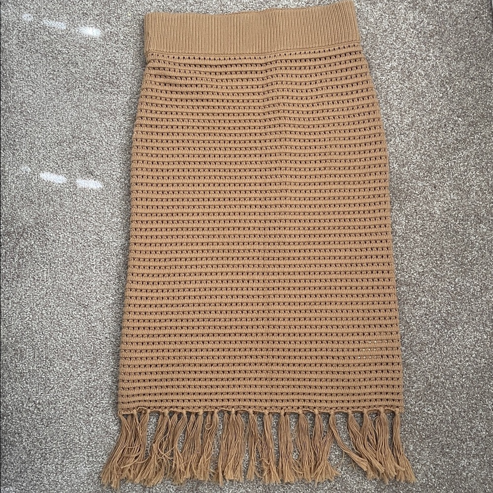 Banana Republic Tan Fringe Pencil Skirt